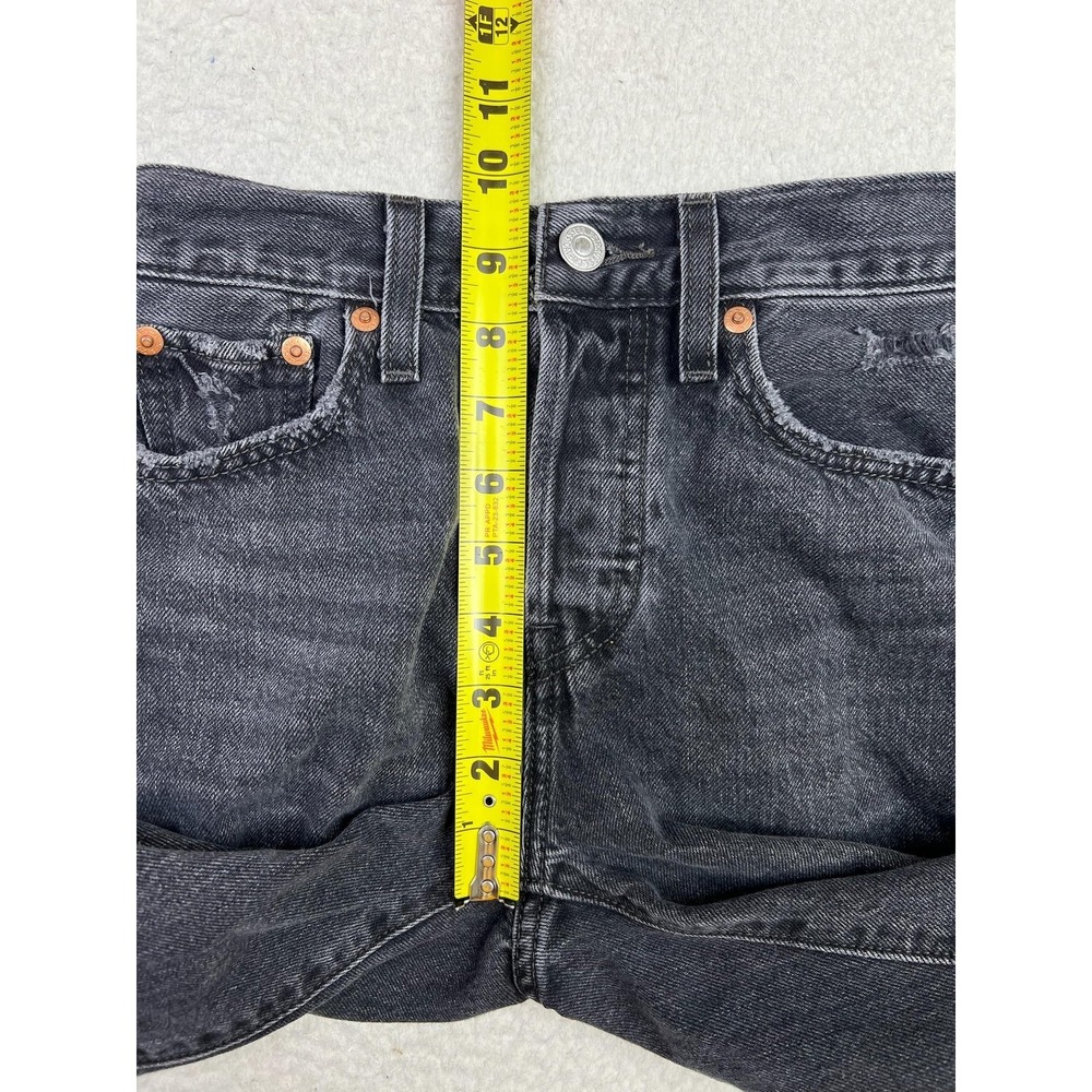 Levis Premium Wedgie Straight Jeans Womens 23 Charcoal Wash High Rise Raw Hem - Picture 15 of 16